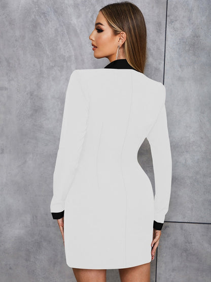 Elegant V-Neck Blazer Dress