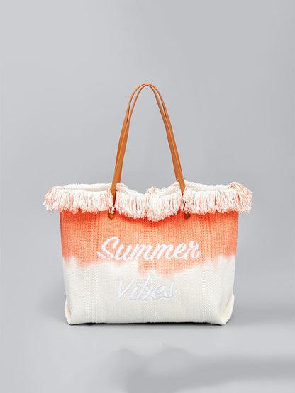 Two-Tone Embroidered Tote Bag