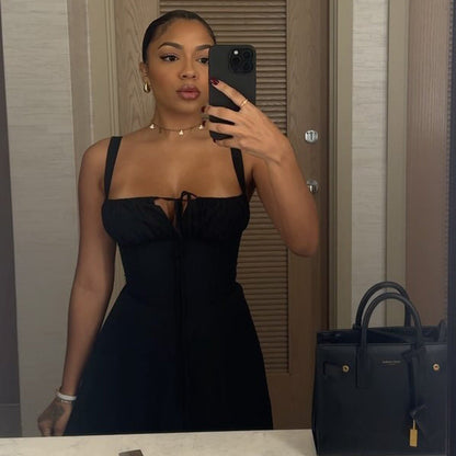 Mid Length Corset Elegant Slit Lace up Casual Dress