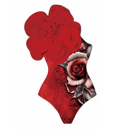 One Piece Swimsuit Skinny Slimming Big Floral Swimsuit Outfit Chiffon Dress