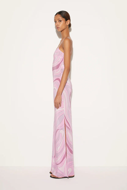 Marmo Printed Satin Maxi Dress