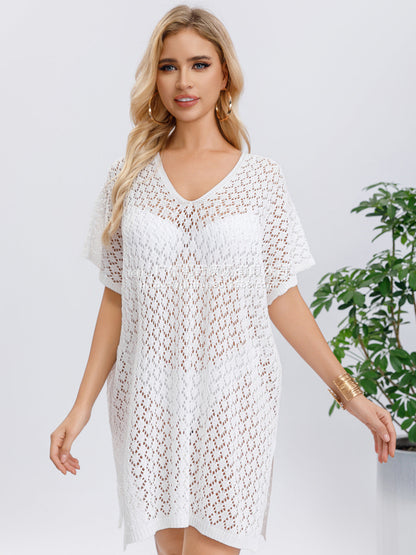 Cotton like Swimsuit Hollow Out Cutout out Beach Sun Protection Dress