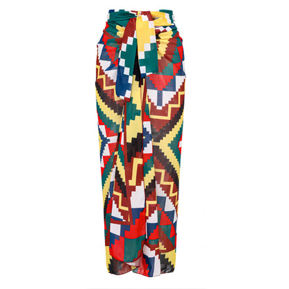 One Piece Swimsuit Bikini Ruffled Printed Swimsuit Chiffon Dress