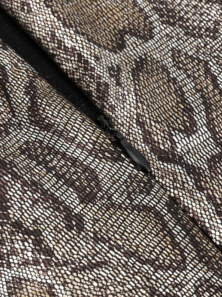 Sexy Vintage Print Glossy Waist Cut Out Dress