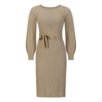 Knitting Dress Slim-Fit Pleated Mid-Length Bottoming Sweater