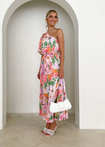 Maxi Dress Printed Elegant Holiday Long Large Hem Dress for