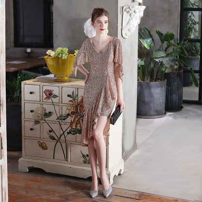 Cocktail Evening Colorful Sequin Short Dress Party Gathering Small Dress Fairy