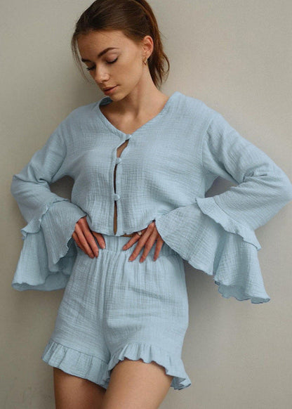 Celeste - Ruffled Cotton Lounge Set