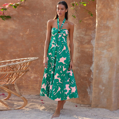 Halter Dress Bohemian Printed Maxi