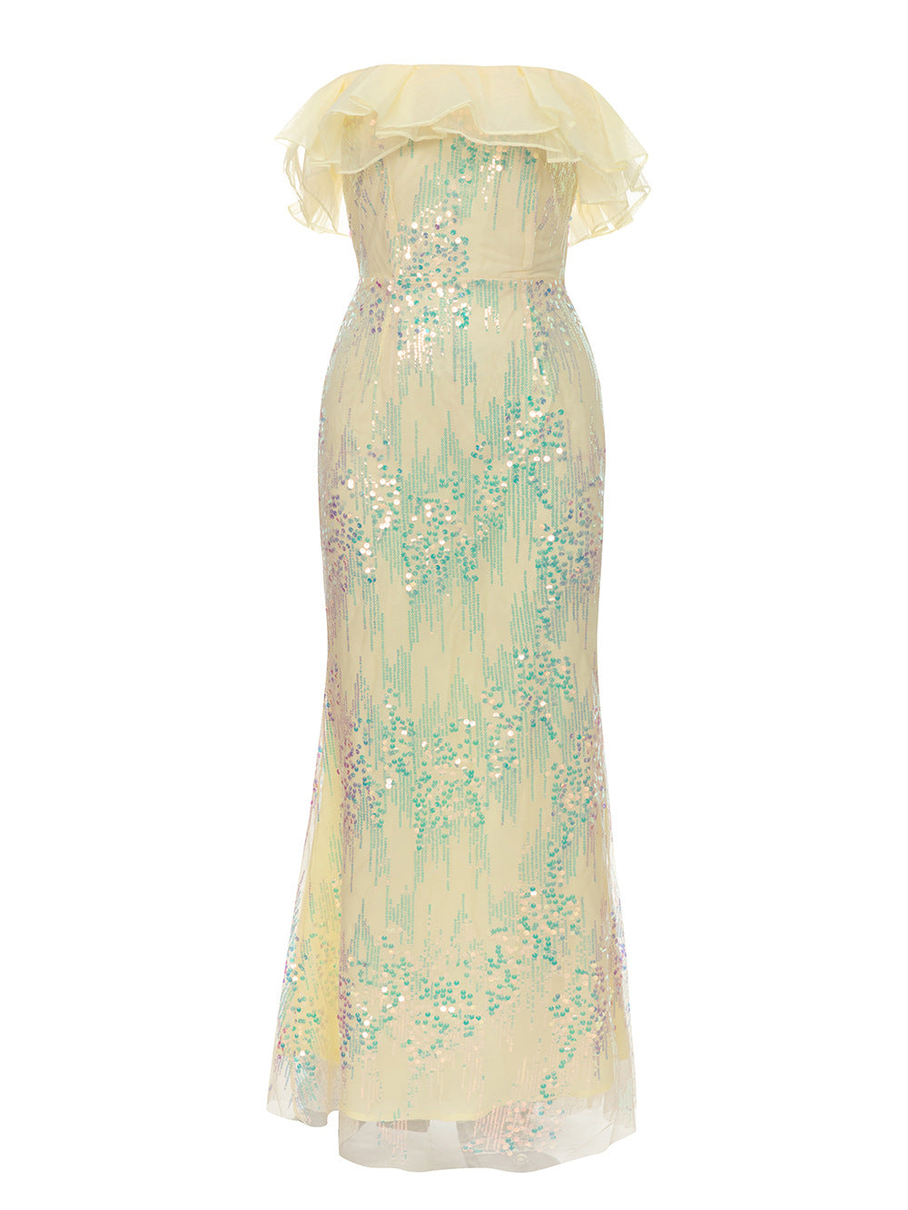 Tube Top Sleeveless Sequined Slim Fit Off Shoulder High End Dress