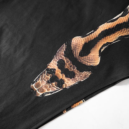 High Slit Hollow Out Snake Print Maxi Dress