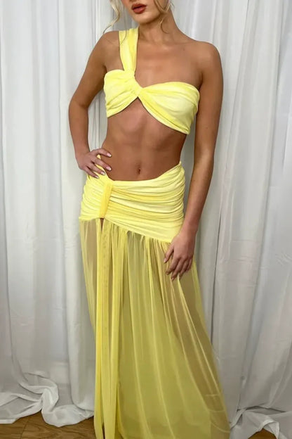 Sexy Bikini Top Mesh Hip Skirt