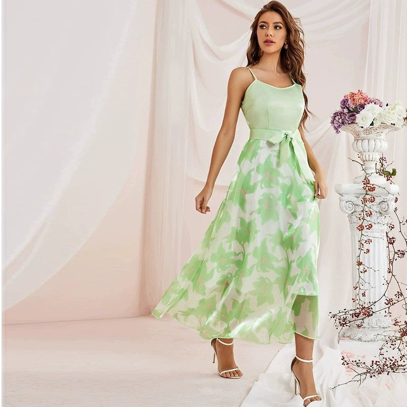 Party Gathering High Waist Sling Tied Dress Dress