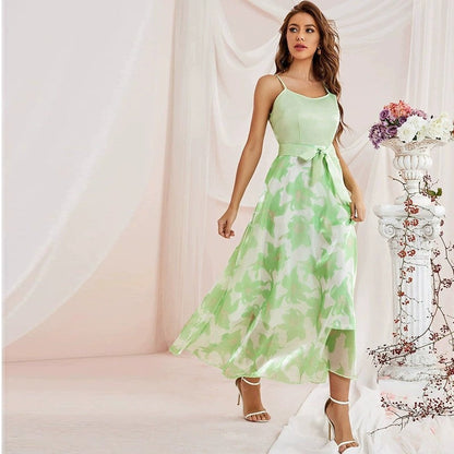 Party Gathering High Waist Sling Tied Dress Dress