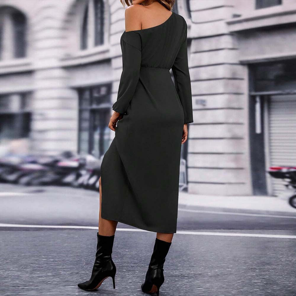 Elegant Intellectual Dress  Adult Lady Like Woman High Sense Midi Dress