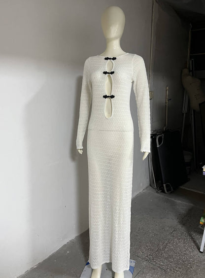 Hollow Out Cutout out Split Dress Beach Cover up Bohemian Dress Long Mopping Backless Fishtail Evening Dress