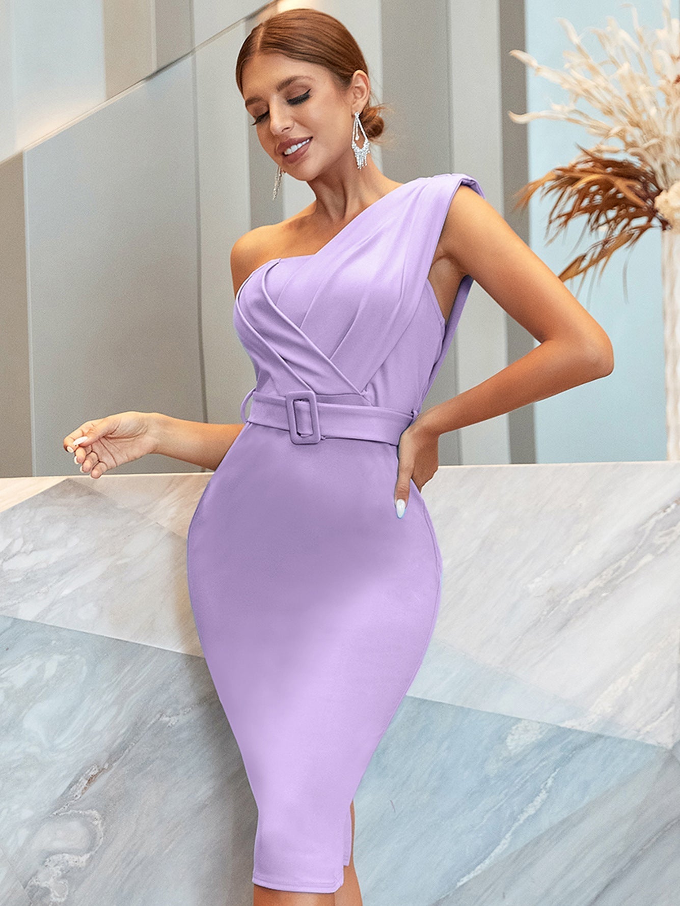 One Shoulder Sleeveless Evening Dress Club Dress Vestidos