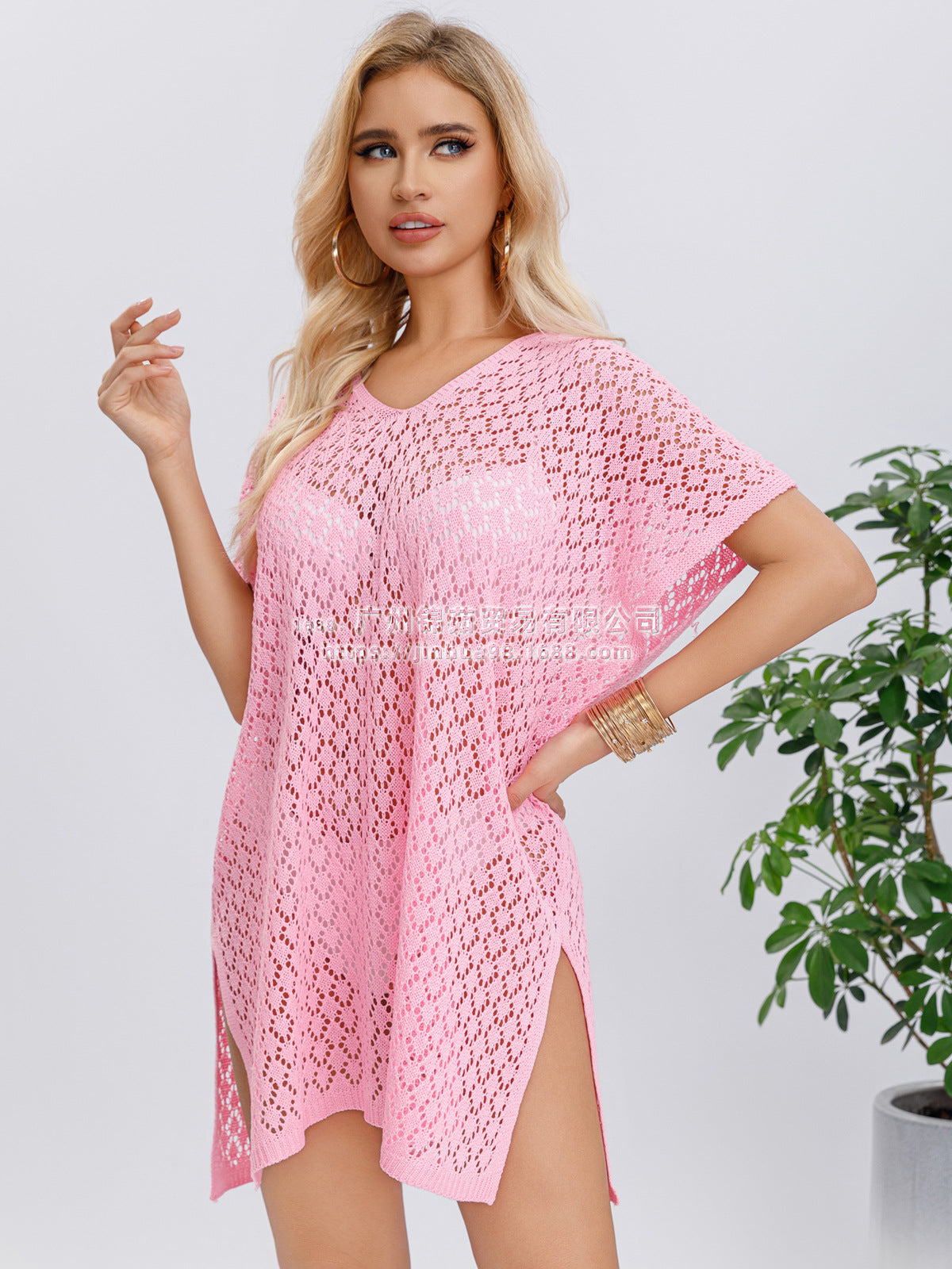 Cotton like Swimsuit Hollow Out Cutout out Beach Sun Protection Dress