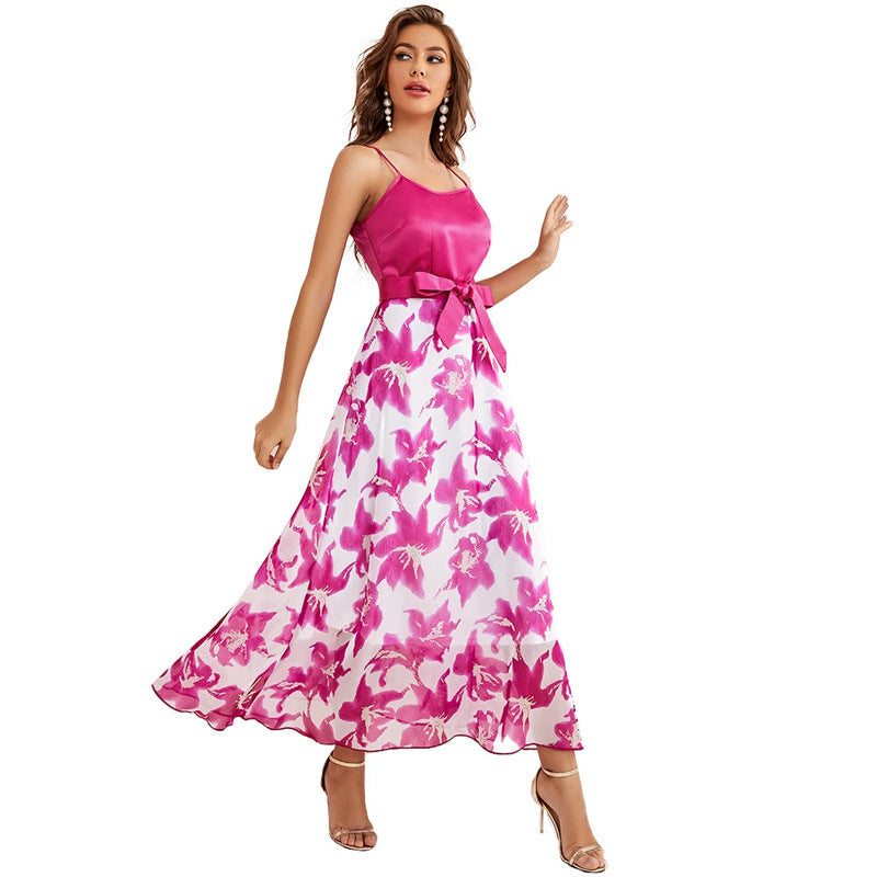 Party Gathering High Waist Sling Tied Dress Dress