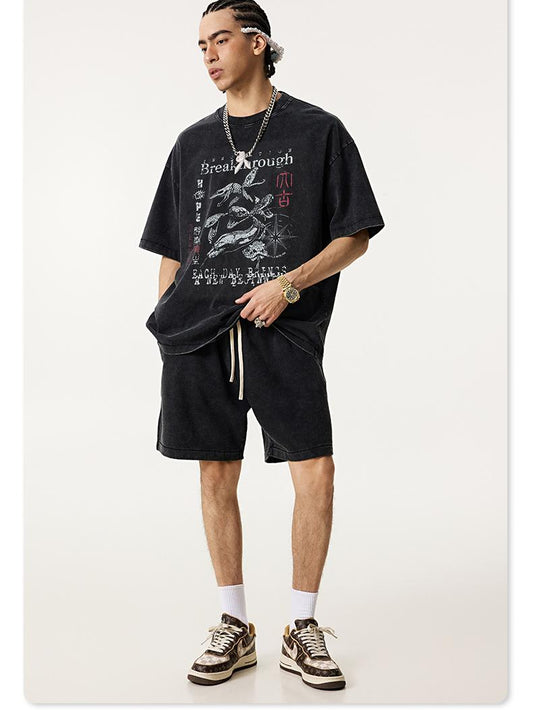 Snake Year Wrap Printed T-shirt Short Sleeves