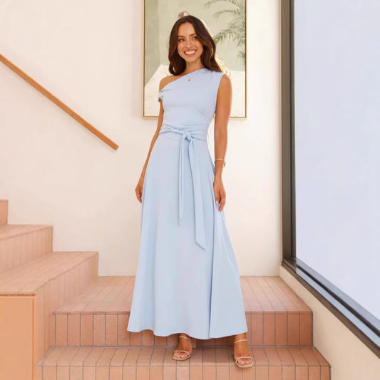 Office Solid Color Lacing Dress