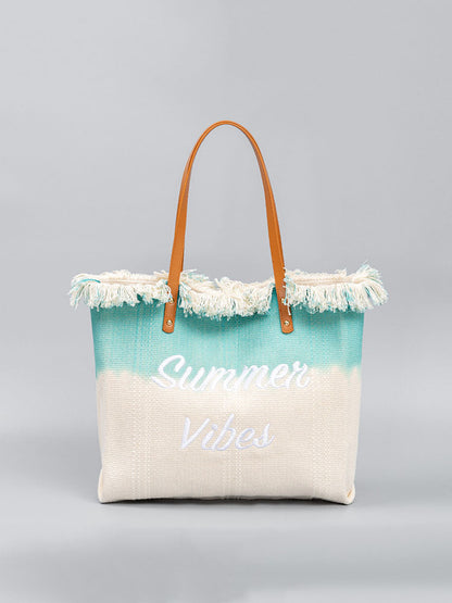 Two-Tone Embroidered Tote Bag