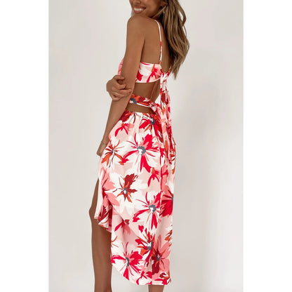 Digital Floral Print Fresh Vestidos Sweet Back Lace-up Estampado Floral Dress