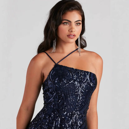 Sequ Dress One Shoulder Sequined Nightclub Party Dress