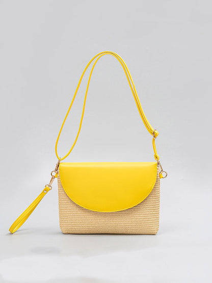 Detachable Shoulder Strap Grass Woven Clutch
