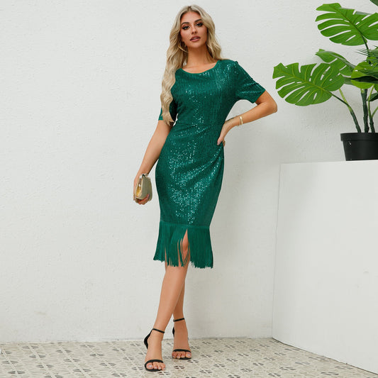 Retro Sequin Tassel Dress Dress Party Formal Dress