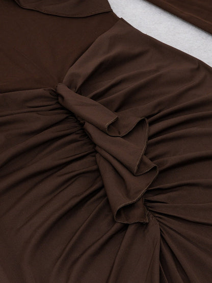 High Collar Sheer Fitted Dress