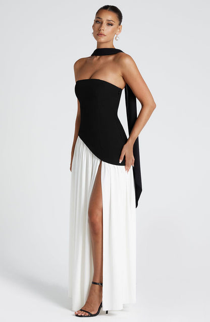 STRAPLESS SLIT DRESS