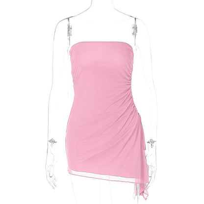 Solid Color Sleeveless Slim Corset Backless Dress