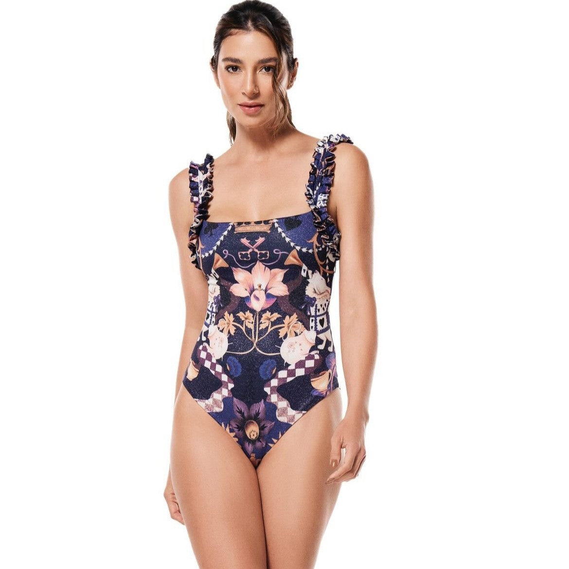 One Piece Printed Swimsuit Swimwear Chiffon Dress Swimsuit Outfit