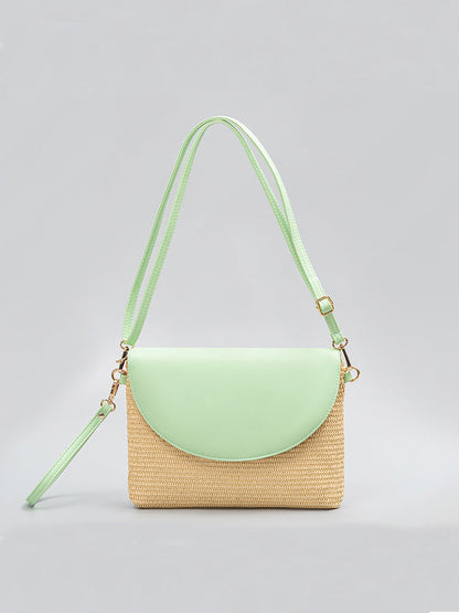 Detachable Shoulder Strap Grass Woven Clutch