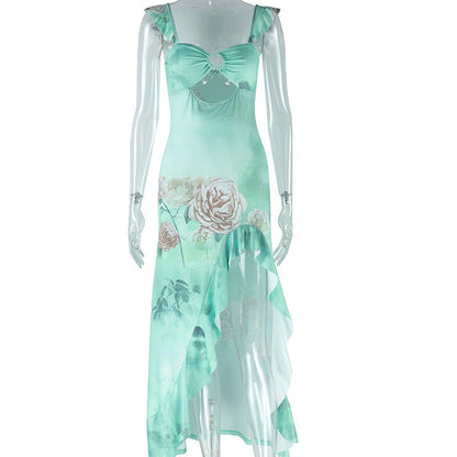 Dress Spaghetti Straps Corset Sleeveless Split Flounced