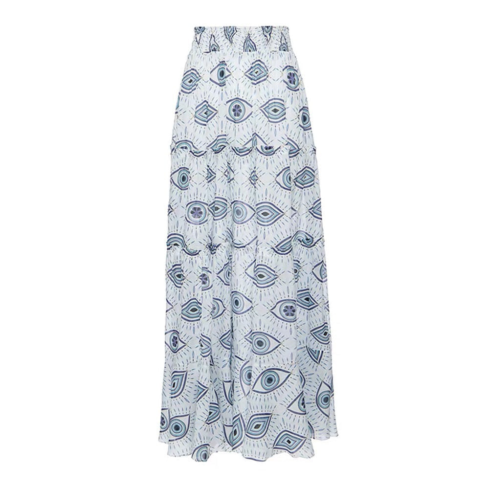 One Pieces Conservative Cover Belly Backless Swimsuit Chiffon Beach Dress