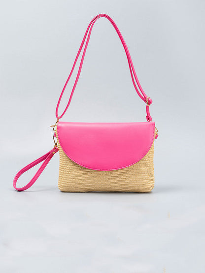 Detachable Shoulder Strap Grass Woven Clutch