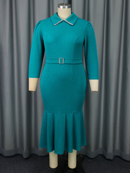 Plus Size Blouse Collar Dress Party Cocktail Fishtail Clothes Dresses