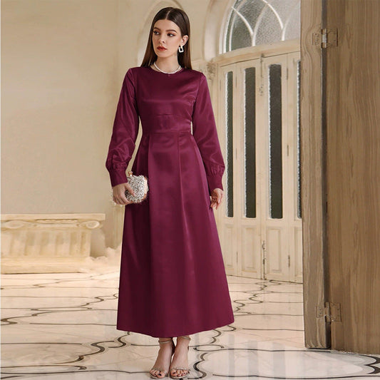 Ladies Casual High Waist Maxi Dress Light Purple Coat Maxi Dress