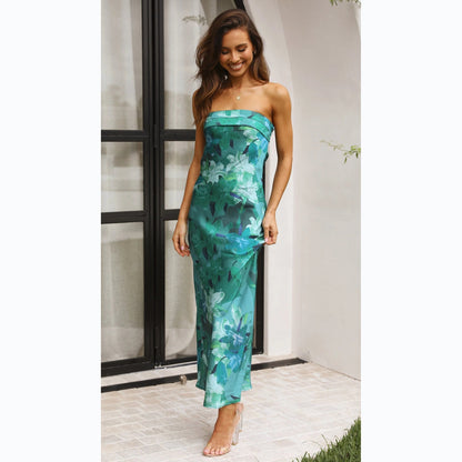 Floral Print Wrapped Chest Midi Dress