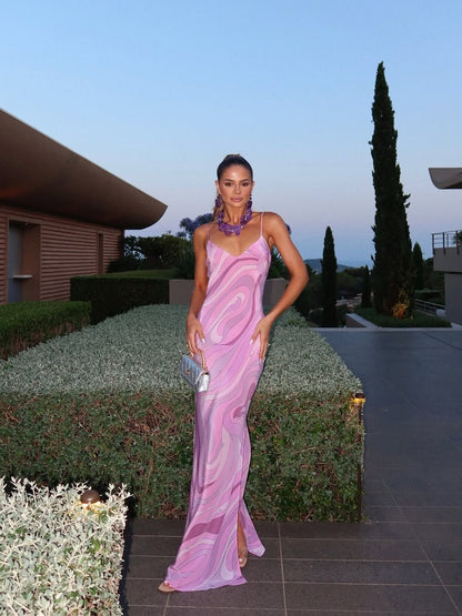 Marmo Printed Satin Maxi Dress