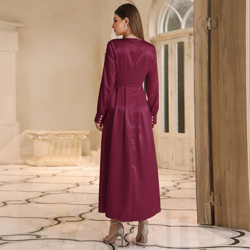 Ladies Casual High Waist Maxi Dress Light Purple Coat Maxi Dress