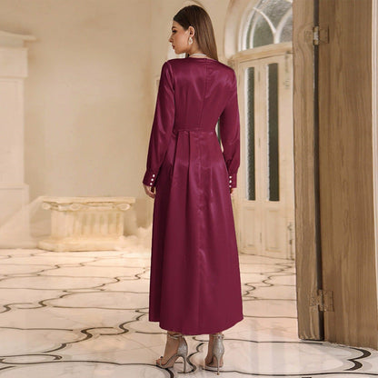 Ladies Casual High Waist Maxi Dress Light Purple Coat Maxi Dress