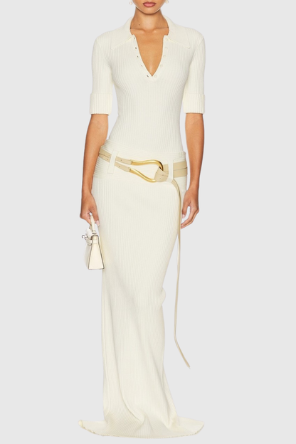 Olenna Knit Maxi Skirt - White