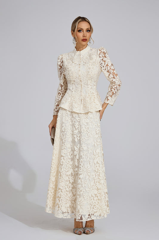 Olwen Apricot Lace Two Piece Set