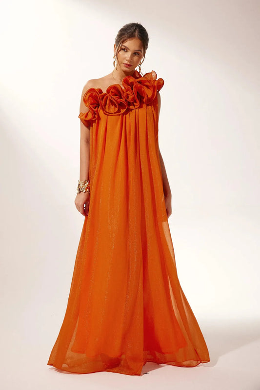 Étoile One-Shoulder Floral Maxi Dress | Draped Silhouette | Evening