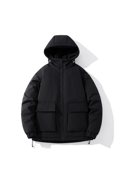 Men's Hooded Puffer Jacket | Quilted Oversized Fit | Winter Insulated