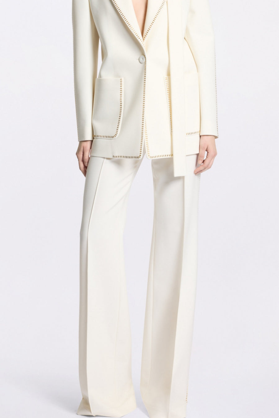 Ophelia Scarf-Detailed Blazer Set - White