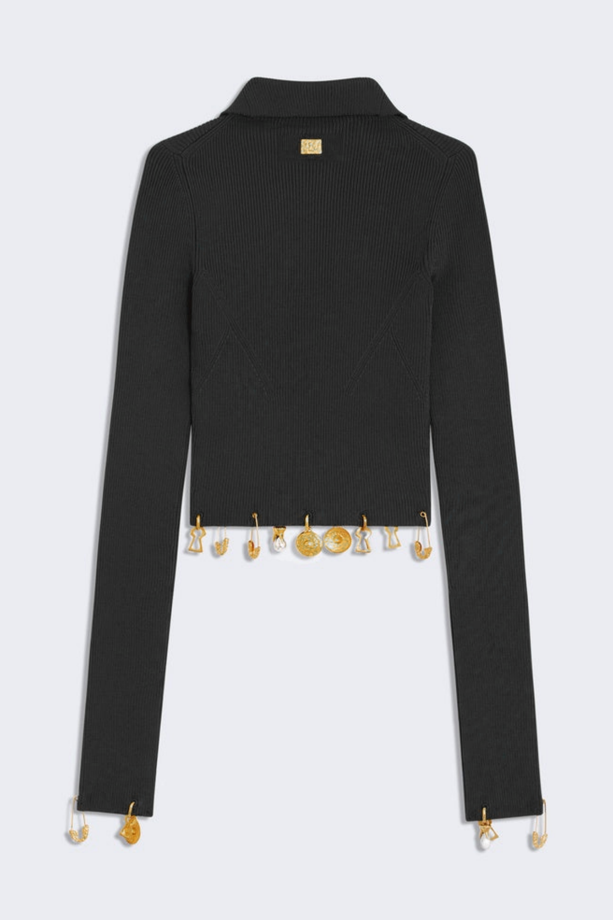 Ortiza Metal Embellished Knit Top & Midi Skirt Set - Black